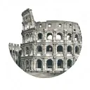 Colosseum with below the Equestrian Statue of Marcus Aurelius tattoo design idea