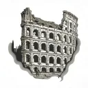 Colosseum with below the Equestrian Statue of Marcus Aurelius tattoo design idea