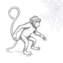 bali monkey running on two legs with his back to us tattoo design idea