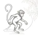 bali monkey running on two legs with his back to us tattoo design idea