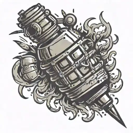exploding grenade tattoo design idea
