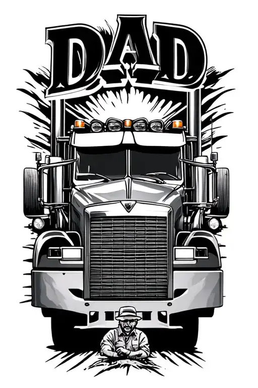 dad tractor trailer memorial tattoo tattoo design idea