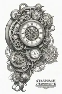 6  clock face steampunk tattoo design idea