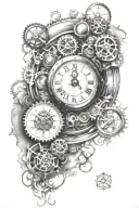6  clock face steampunk tattoo design idea