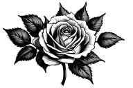 fine line rose with stem tattoo design idea