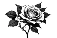fine line rose with stem tattoo design idea