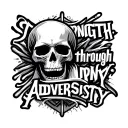 "Strength through Adversity" skull tattoo design idea