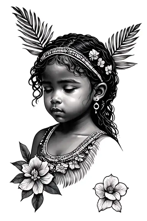 Madagascar, new Caledonia, birth of a girl and mourning of a son tattoo design idea