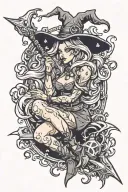 hot witch tattoo design idea