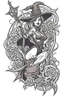 hot witch tattoo design idea
