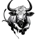 jumping bull vertically tattoo design idea