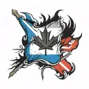 Canadian flag and scottish flag crossed together representing strength tattoo design idea