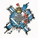 Canadian flag and scottish flag crossed together representing strength tattoo design idea