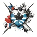 Canadian flag and scottish flag crossed together representing strength tattoo design idea