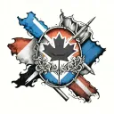 Canadian flag and scottish flag crossed together representing strength tattoo design idea