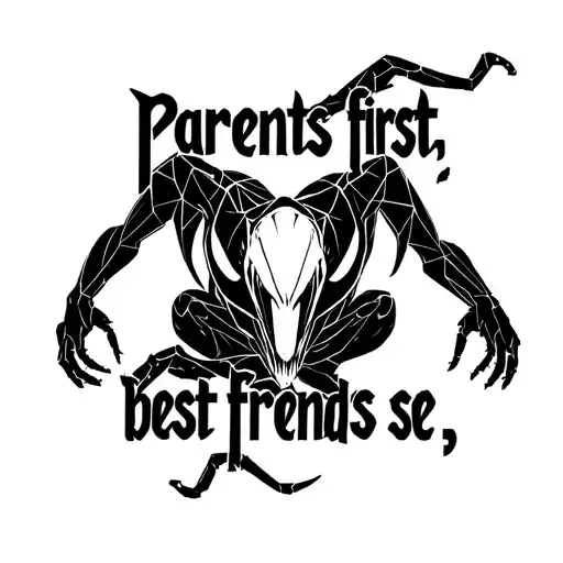 "Parents first, best freinds se" Venom crawling tattoo design idea
