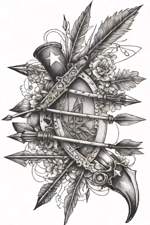 arrows next to an empty quiver tattoo design idea