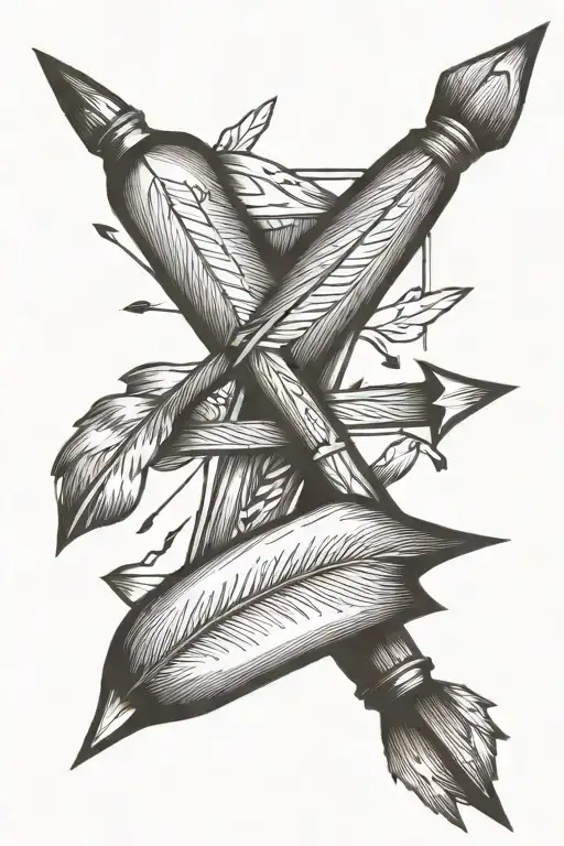 arrows next to an empty quiver tattoo design idea