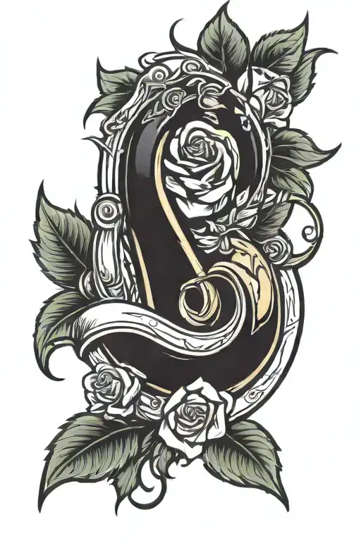 horseshoe and rose tattoo tattoo design idea