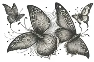 butterfly, without clear external contours, veins on the wings in the form of lightning tattoo design idea