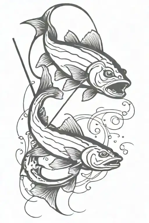 catfish fishing pole tattoo design idea