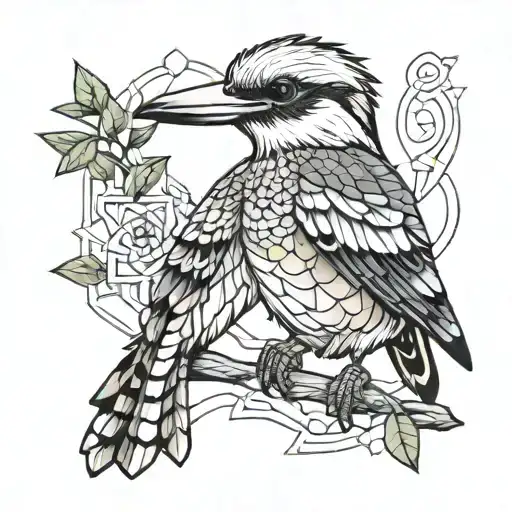geometric kookaburra standing tattoo design idea