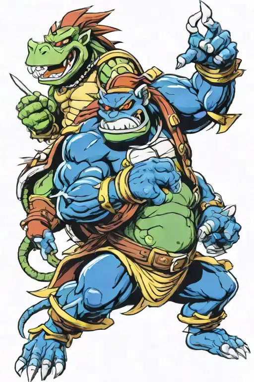 king rool and Roy and king Dee Dee ready to fight tattoo design idea
