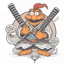 samurai cookie monster tattoo design idea