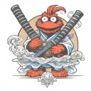 samurai cookie monster tattoo design idea