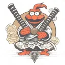 samurai cookie monster tattoo design idea
