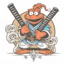 samurai cookie monster tattoo design idea