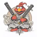samurai elmo tattoo design idea