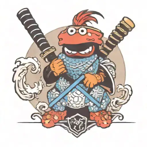 samurai cookie monster tattoo design idea
