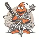 samurai cookie monster tattoo design idea