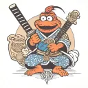 samurai cookie monster tattoo design idea