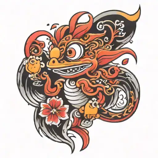 japanese style elmo tattoo design idea