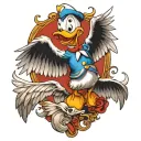 Donald duck with wings diable and angel wings tattoo design idea