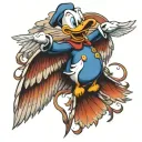 Donald duck with wings diable and angel wings tattoo design idea