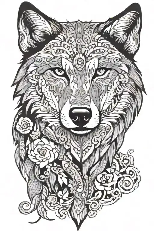 wolf mandala Russia Anastasia tattoo design idea