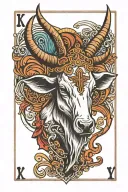 deck of cards with a longhorn and a cross made tattoo design idea