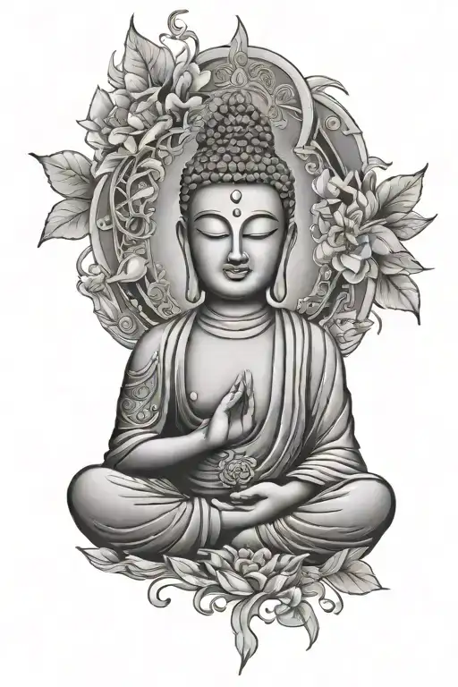 feminine buddha inner peace tattoo design idea