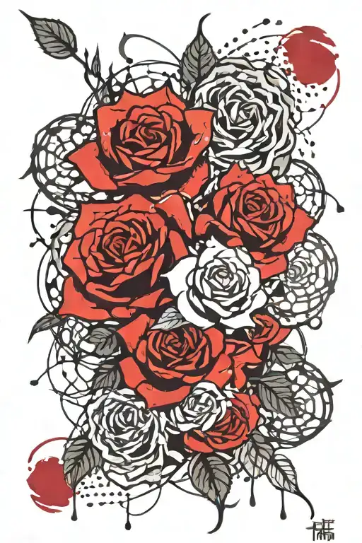 Japanese demonic roses intertwined tattoo design idea