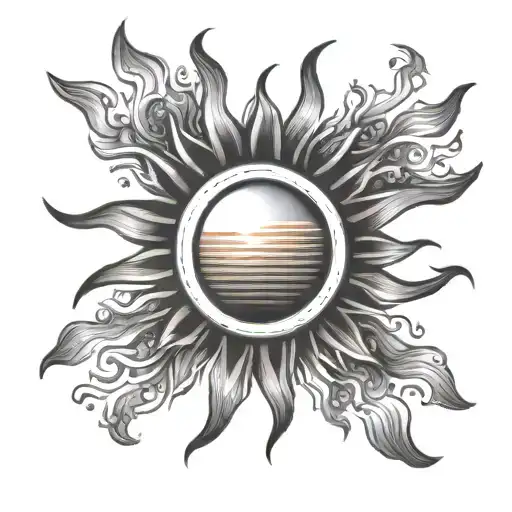 a sun with rays radiating tattoo design idea