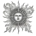 a sun with rays radiating tattoo design idea