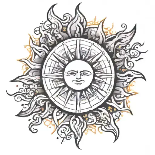 a sun with rays radiating tattoo design idea