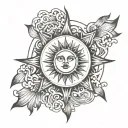 a sun with rays radiating tattoo design idea