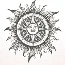a sun with rays radiating tattoo design idea