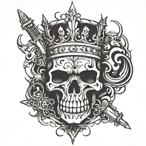 graffiti writing the name Richardson with a three pointed crown with smoking guns  tattoo design idea
