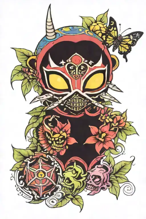 Majoras Mask with spider Lillys tattoo design idea