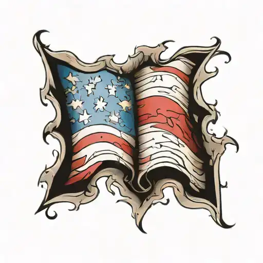 tattered American flag tattoo design idea